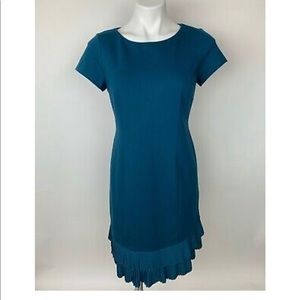 NWT Talbots blue sheath dress pleated bottom. Size 4 Petite